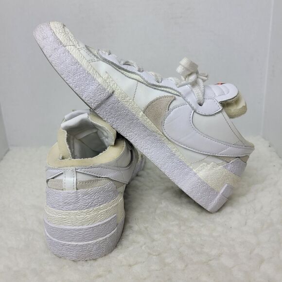 Nike Blazer × Sacai Men's Sneaker Size 10 Low Top Patent Leather DM6443-100 Shoe - Picture 6 of 11
